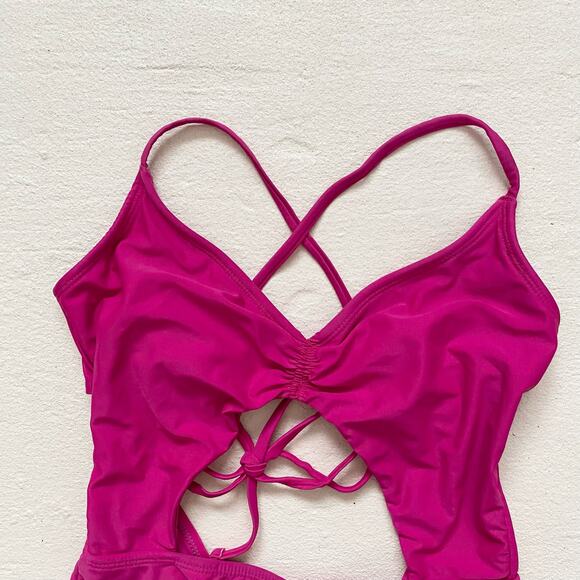 Nordstrom BP Pink Cutout One Piece Swimsuit, Size XS - Picture 2 of 8